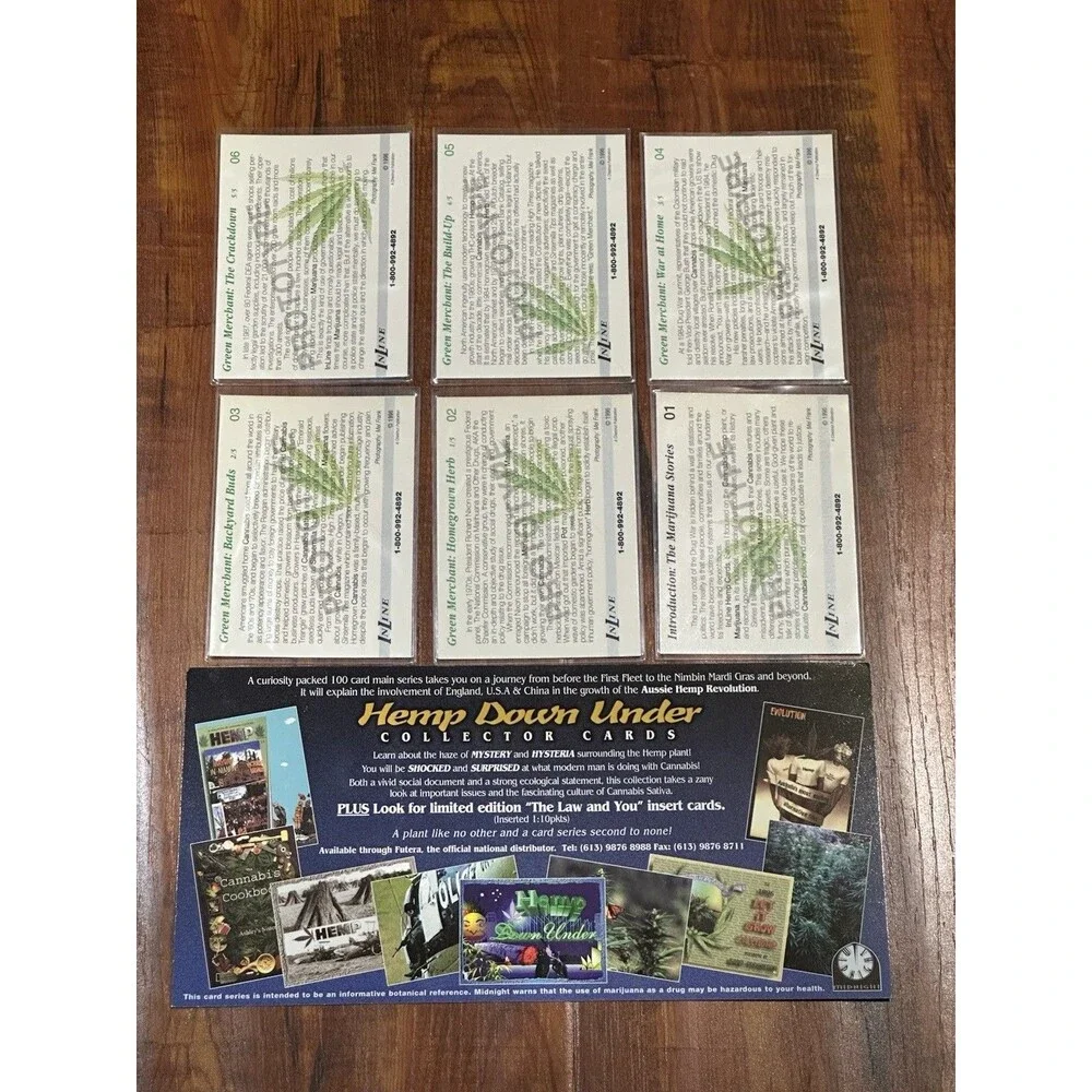 Lot of (7) 1996 InLine Midnight Hemp Down Under Prototype Promo Trading Cards